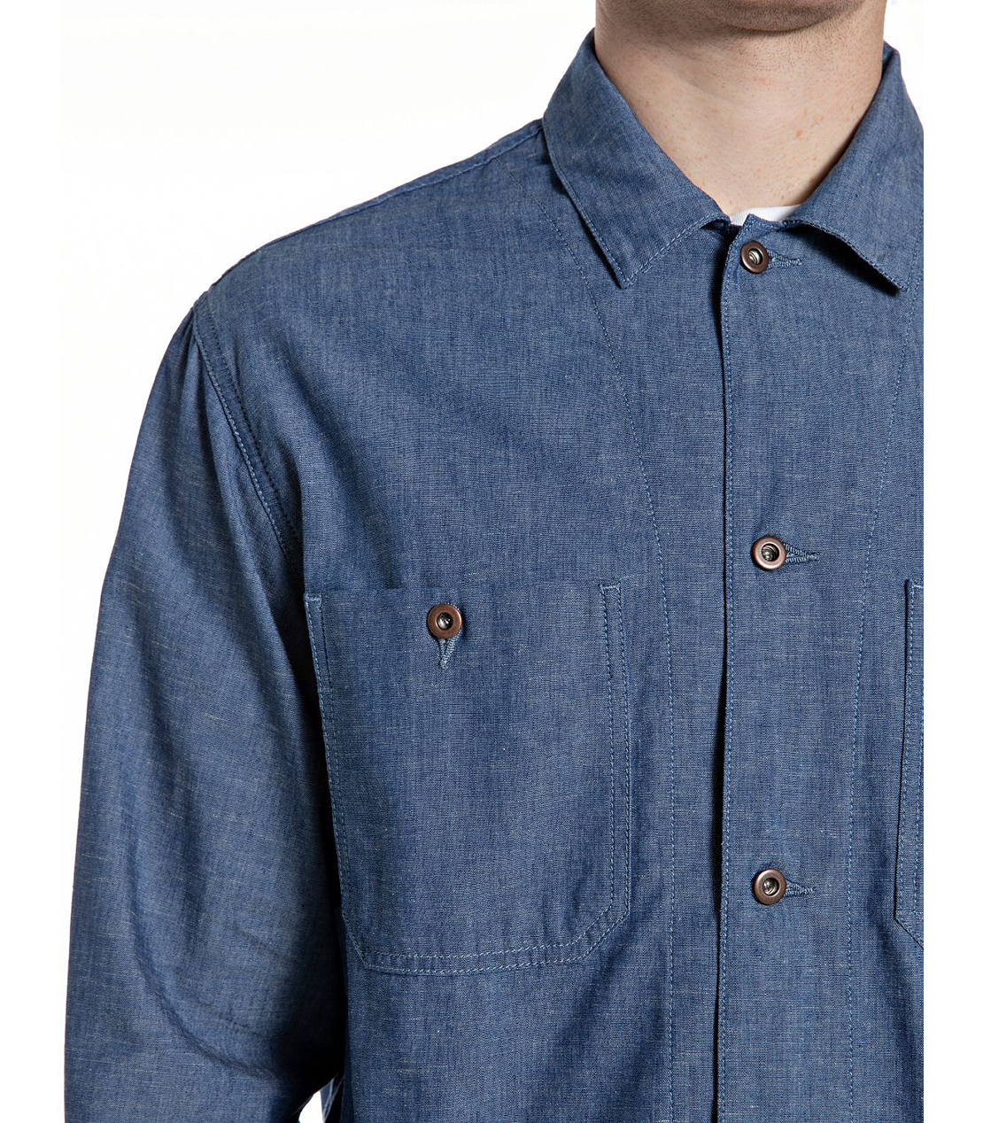 シャンブレーオーバーシャツ（セットアップ） 詳細画像 ブルー 5